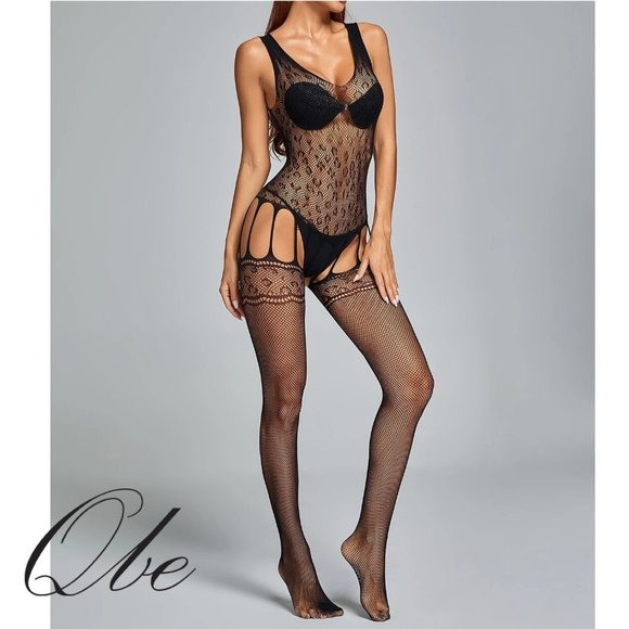Qbe Cut-out Fishnet Bodystocking Without Lingerie - Picture 1 of 5